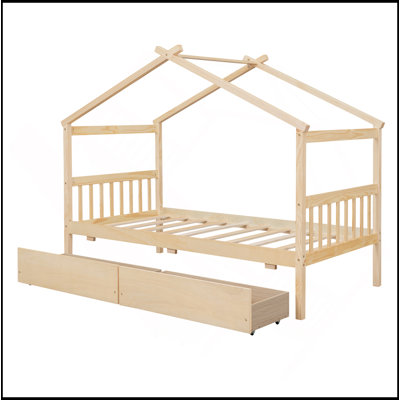 Lit en bois avec tiroirs