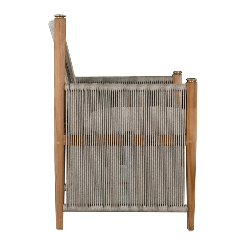Pacifica Outdoor Teak Dining Armchair with Sunbrella Cushion, Welt, Perigold Excel Denim