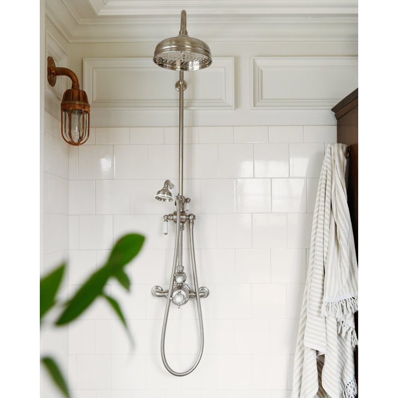 Edwardian™ 3/4" Thermostatic Shower System, Polished Nickel, Cross Handle