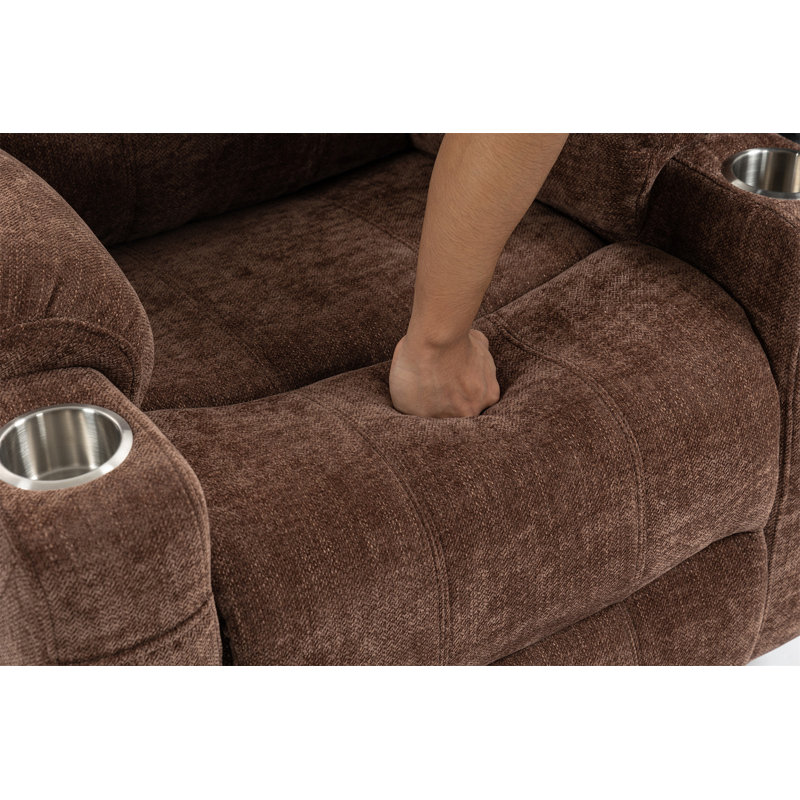 Up To 350 LBS Chenille Power Lift Recliner Chair, Heavy Duty Motion Mechanism With 8-Point Vibration Massage And Lumbar Heating, USB And Type-C Ports, Stainless Steel Cup Holders