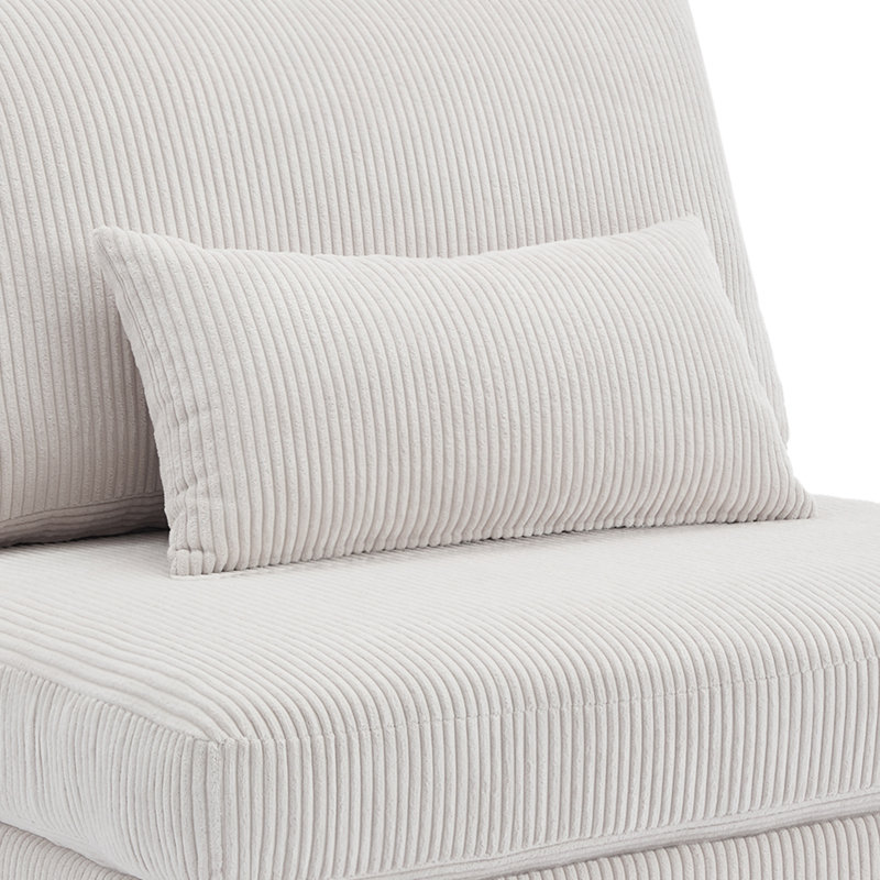 Seemab 102.1Cm Wide Slipper Chair, Sea Salt Grey Corduroy