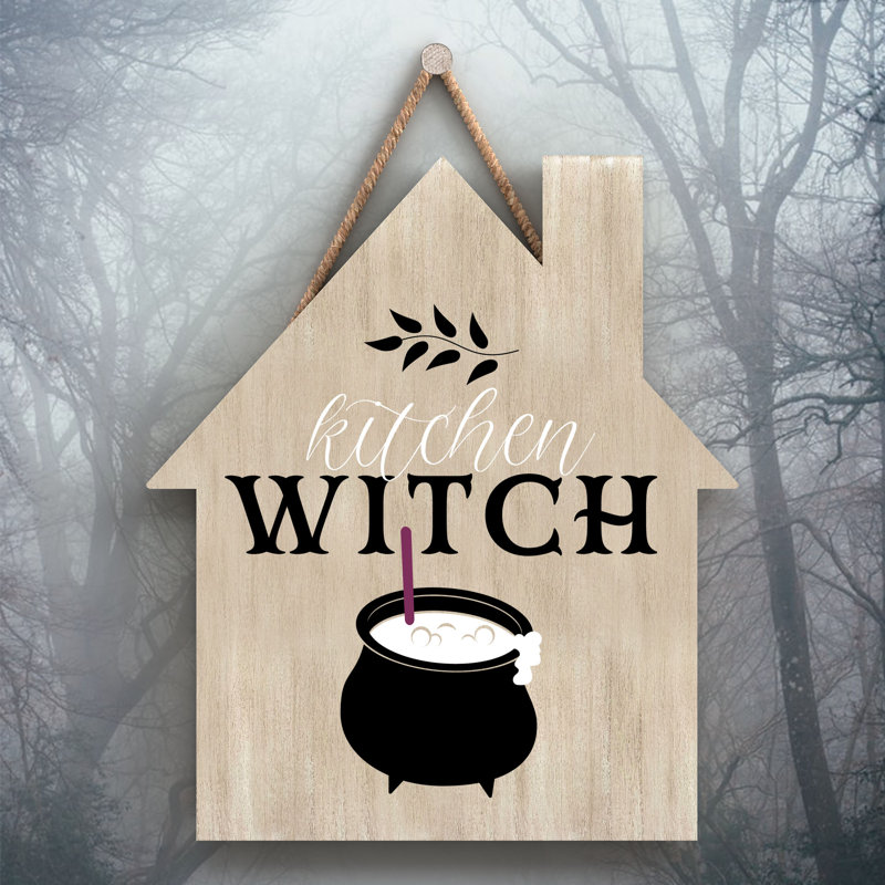 Kitchen Cauldron Wooden House Plaque, Brown