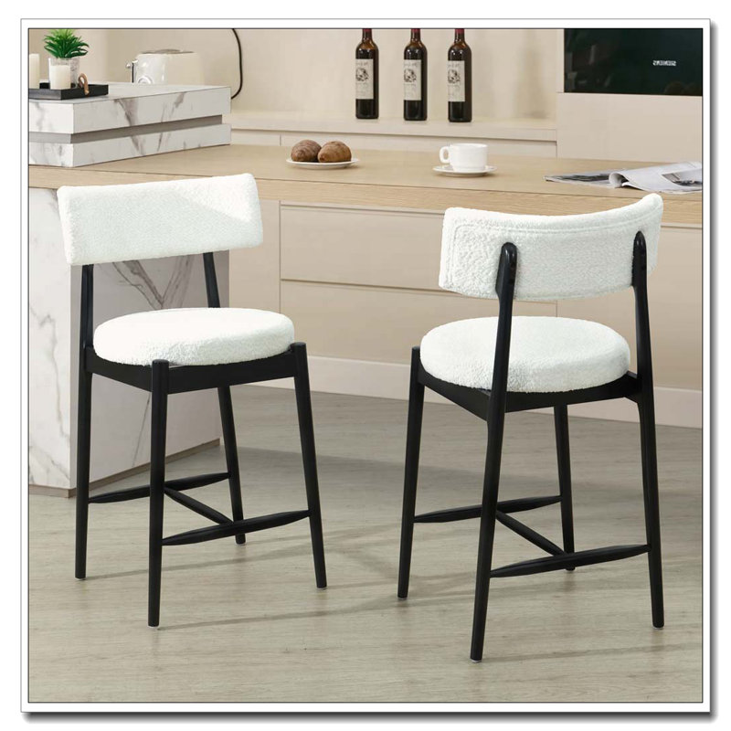 Tabouret de bar rembourré Boucle, Noir