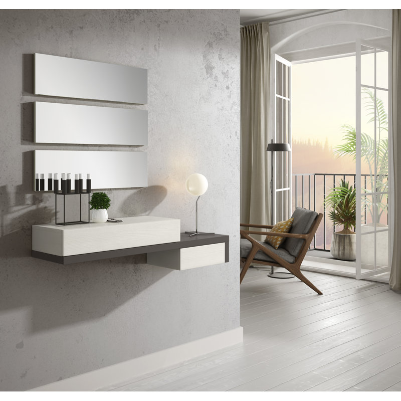 Johson 2 Piece Floating Shelf, White/Black