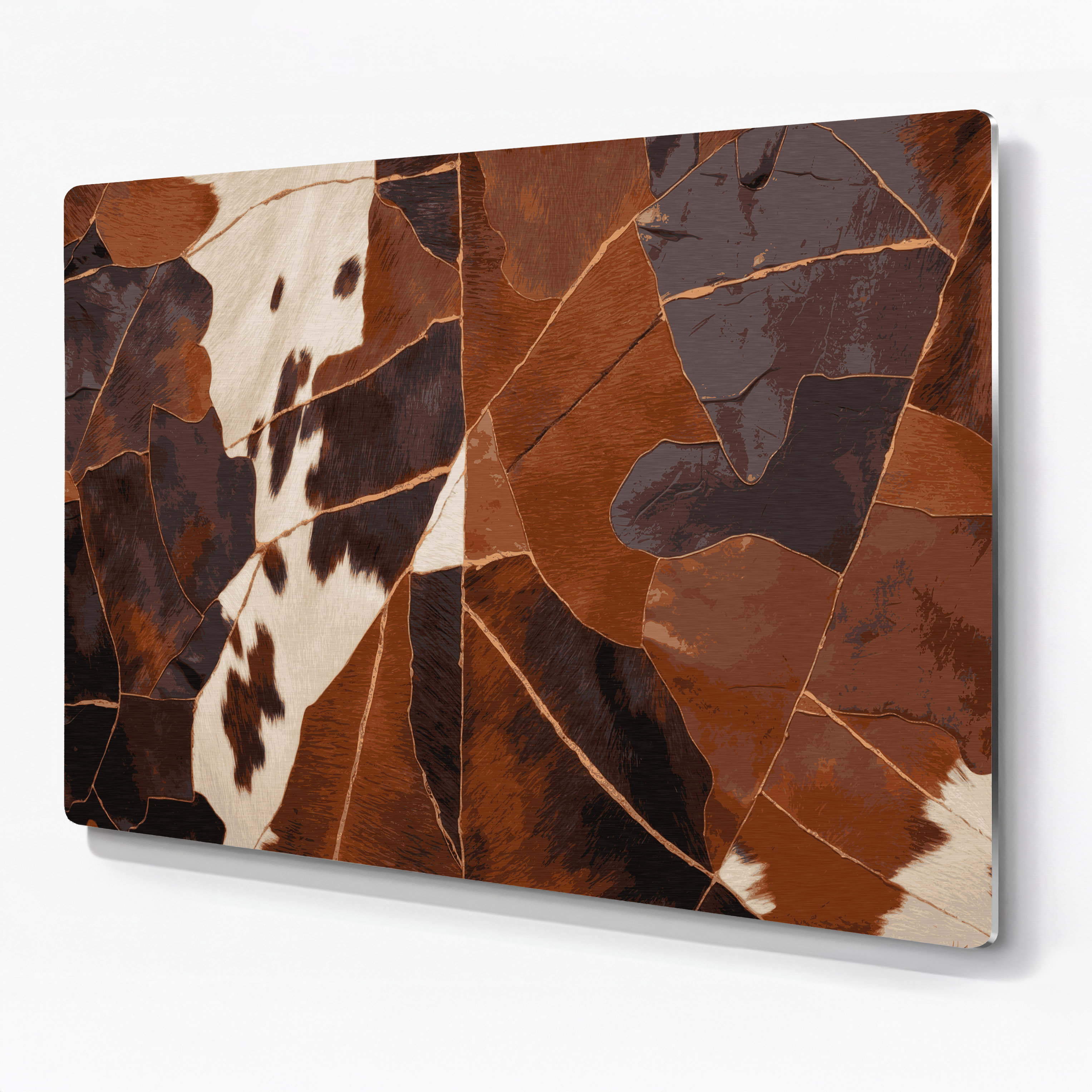 Hokku Designs Southwestern Patterns Cowhide Pattern 208 Brown Metal ...