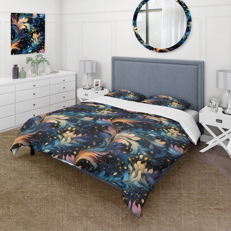 Literie à motif cachemire Ethereal Whispers, Housse de couette pour grand lit et 2 taies décor