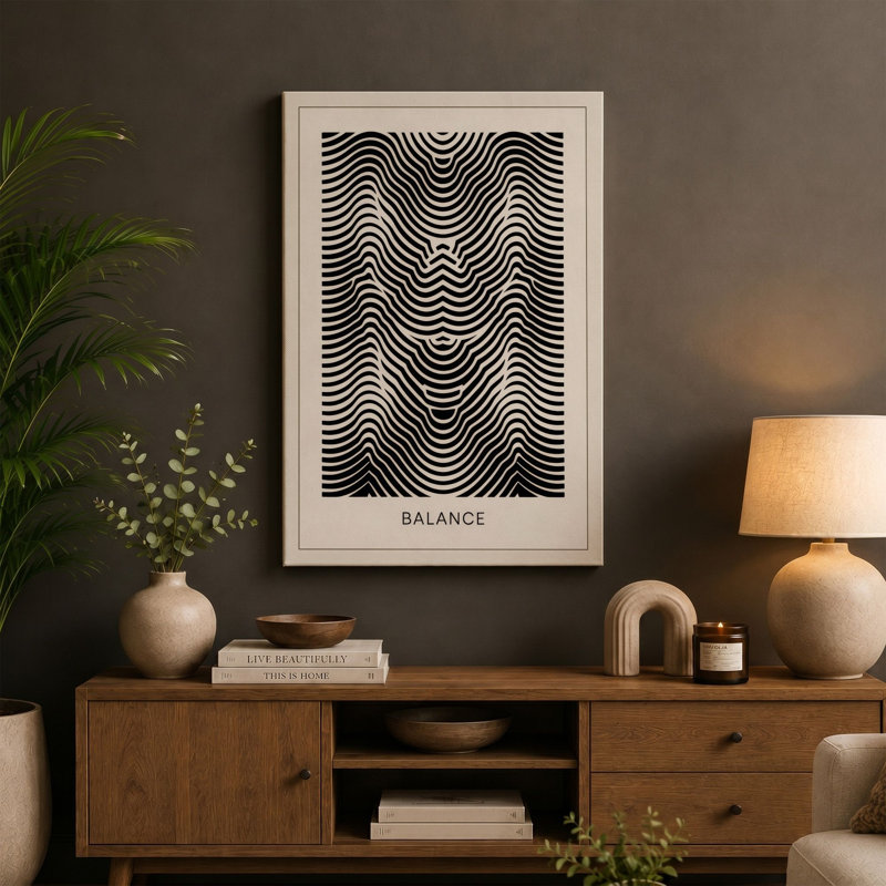Optical Balance Geometric - Wrapped Canvas, 36x24 - 91.4 x 61.0 cm, Terracotta Border