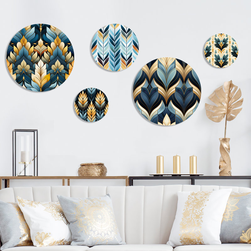Ensemble d'art mural rond Preston - Chevron Glam