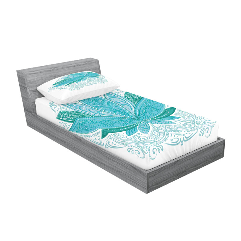 Drap-housse et coussin décoratif Ambesonne, bleu sarcelle
