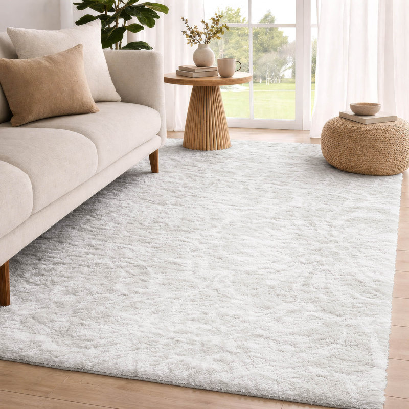 Tapis à poil long de qualité supérieure lavable à la machine ADS551, Ivoire ivoire, 10 pi x 14 pi