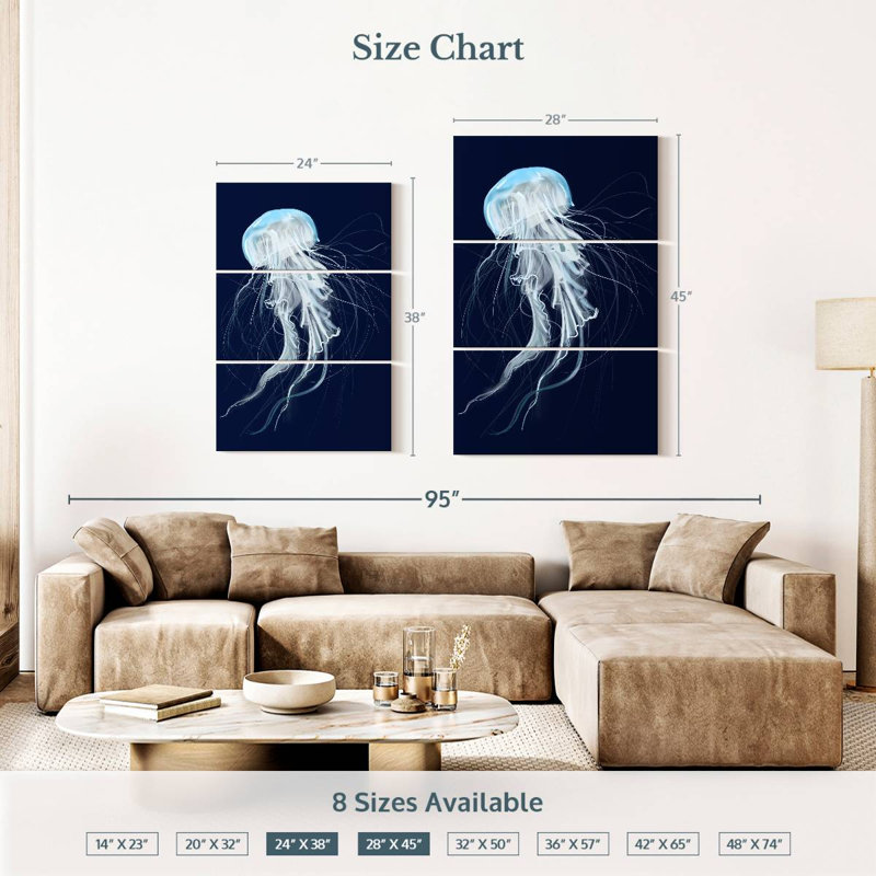 Brampt Wispy White Jellyfish, 38" H x 24" W
