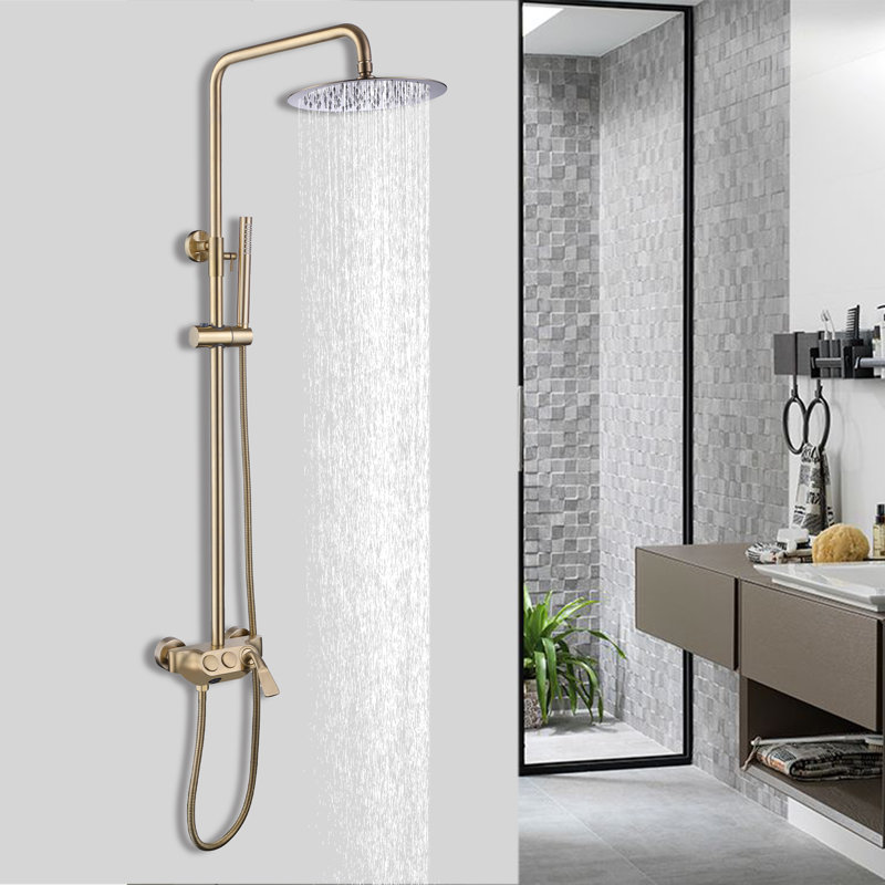Système de douche complet avec valve brute, Or brossé