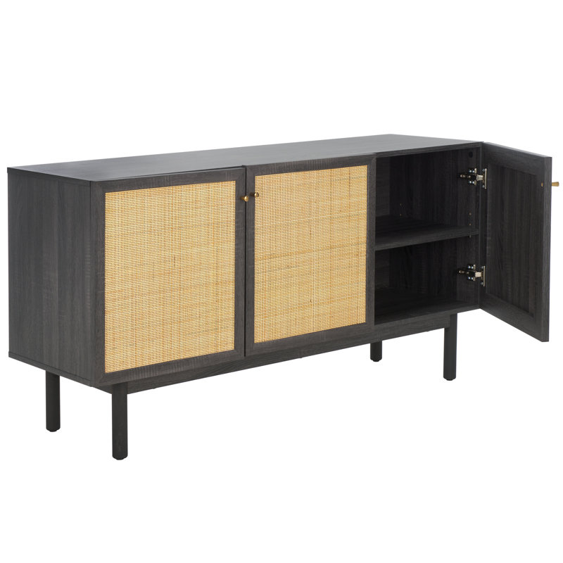 Meuble télé pour téléviseur de 60 po ou moins Spigner, Distressed Black / Natural