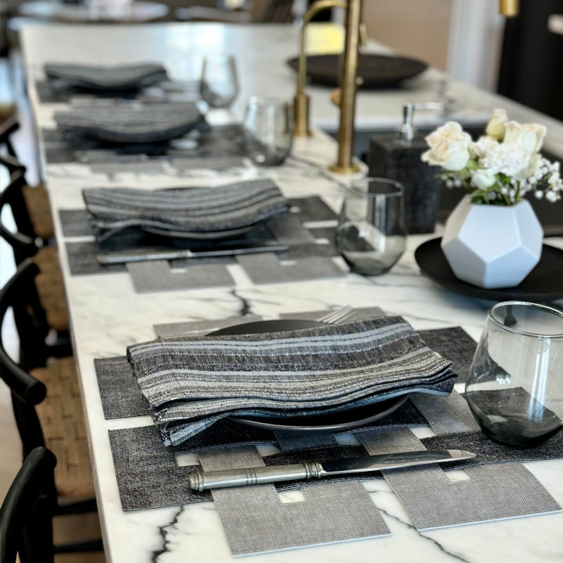 Celtic Vinyl Geometric Woven Placemat, Smoke Granite