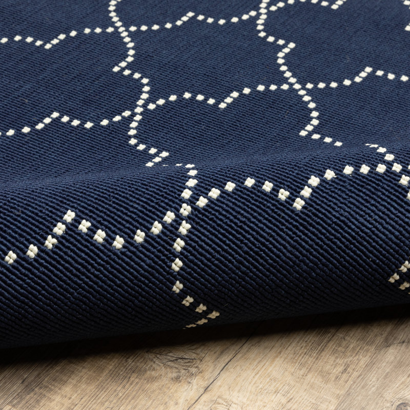 Tapis intérieur / extérieur bleu marine Anastasaos, Tapis de couloir 2 pi 3 po x 7 pi 6 po