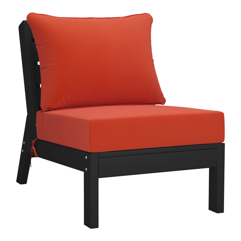 Deep Seating Armless Chair With Cushions, Orange, Black