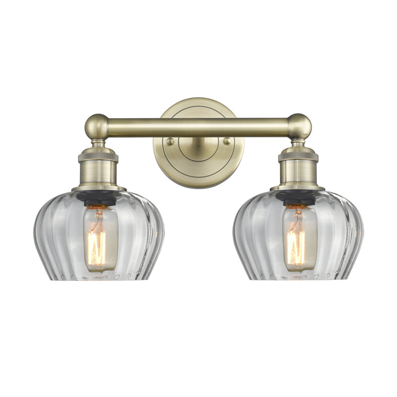 2 - Light Dimmable Vanity Light, Clear, Antique Brass