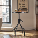 Juveriya Pine Round Solid Wood Top Metal Base Dining Table