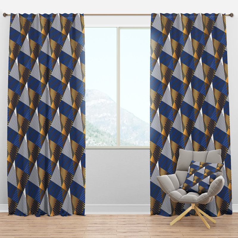 Panneau de rideau simple semi-transparent avec passe-tringle Luxury Waves V, l 52 po x L 63 po, Bleu