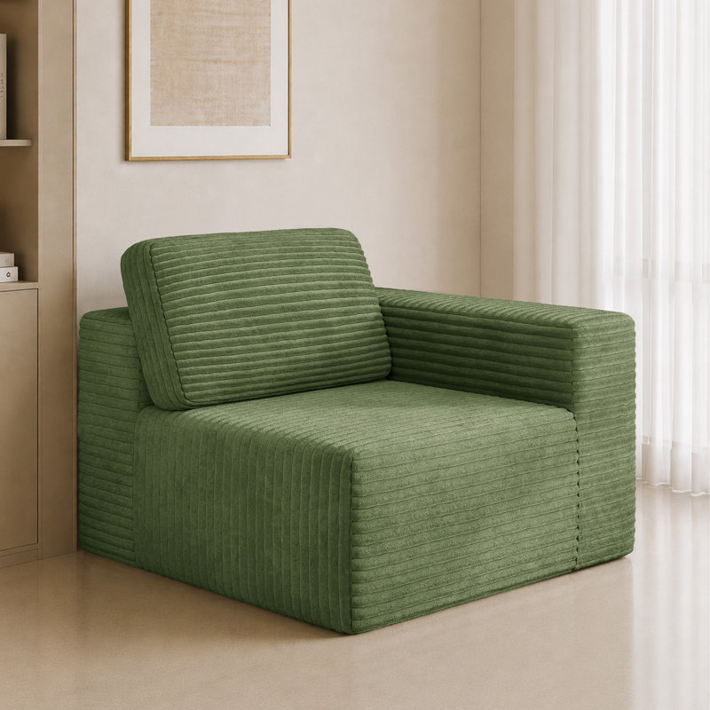 1 Seater Corduroy Sectional, Green