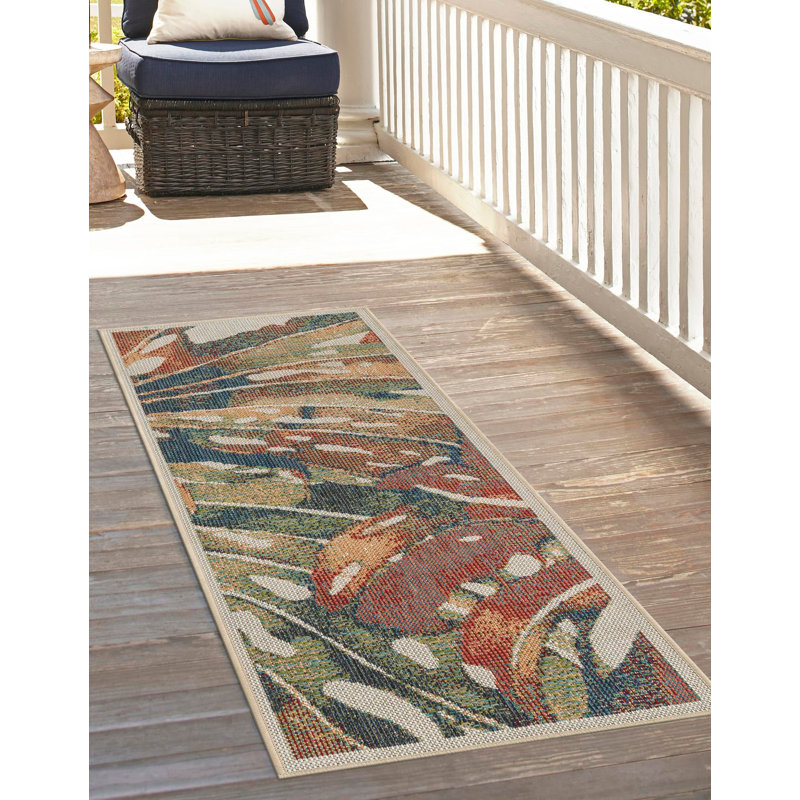 Tinesford Abstract Indoor / Outdoor Rug, Runner 2' x 7'10"