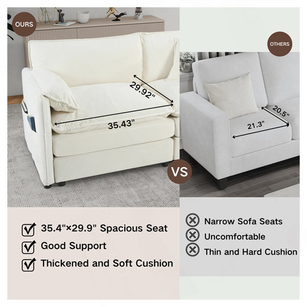 Latitude Run® Deep Seat Luxury 2 Piece Loveseat Couch & Sofa Armchair ...