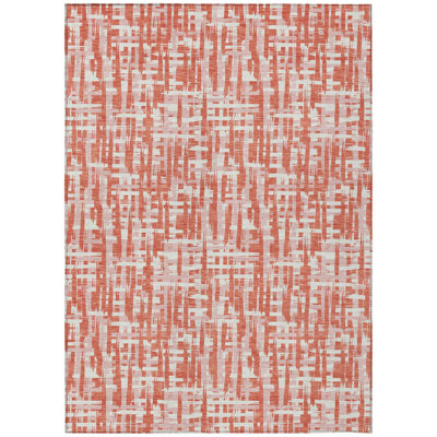 Zarifa Coral Washable Indoor-Outdoor Rug - 