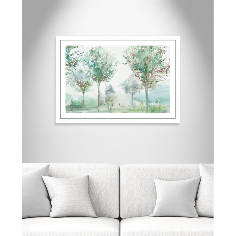 Paysage délicat - Art encadré autoportant, H 31 po x l 43 po x P 1,25 po, Cadre blanc mat
