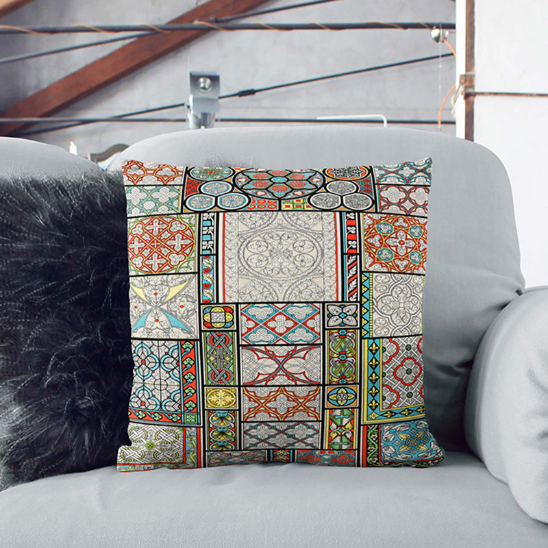 Geometric Square Throw Cushion, White, 55cm H x 55cm W x 20cm D