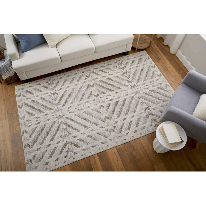 Tapis à motif géométrique moderne Leoner, Tapis de couloir 2 pi 10 po x 7 pi 10 po