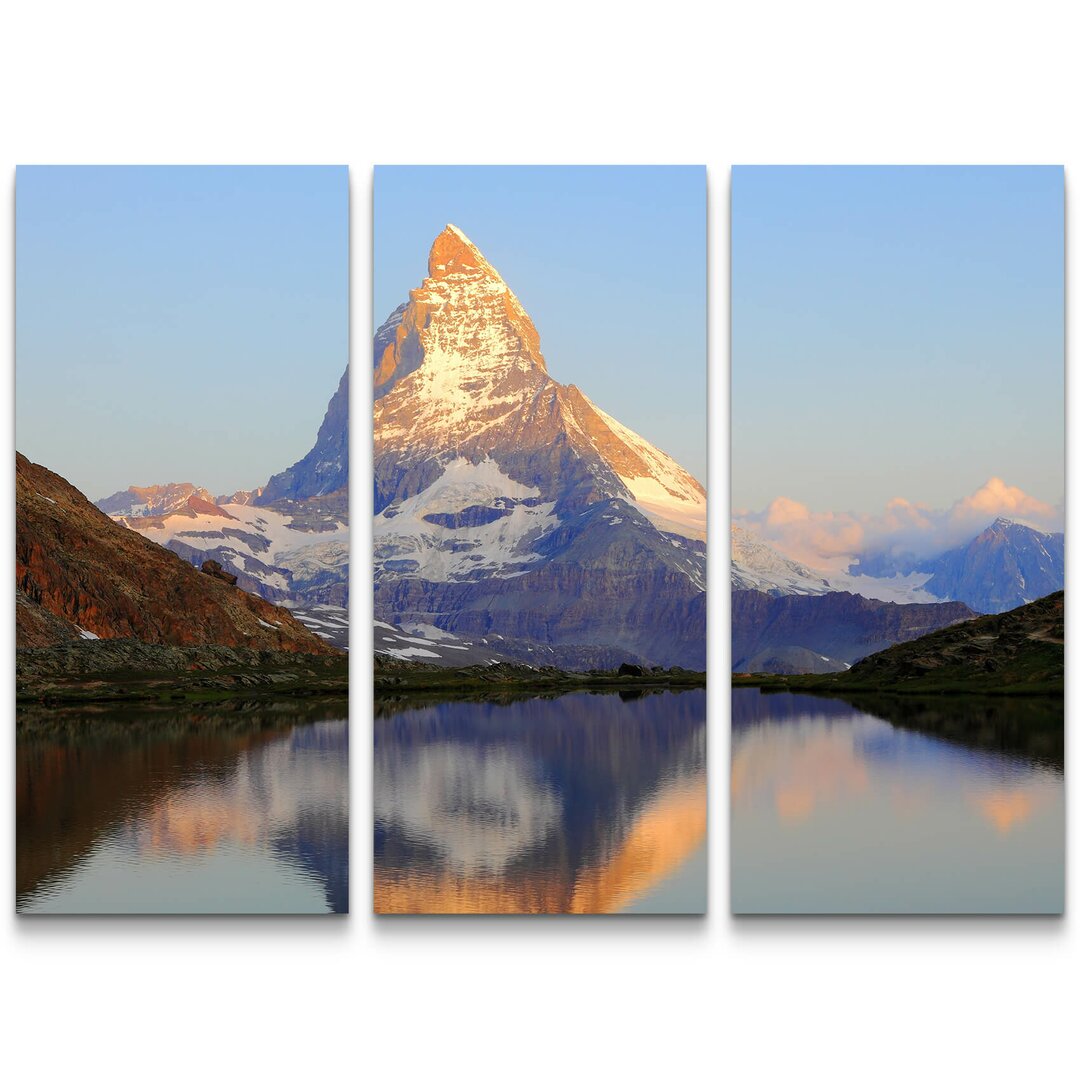 3-tlg. Leinwandbilder-Set Matterhorn with Riffelsee Lake in Switzerland