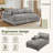 Helton Oversized Upholstered Light Gray Faux Rabbit Fur Flannel Sleeper Sofa Bed Lounge sofa with Armrests & Throw Pillows-478123832