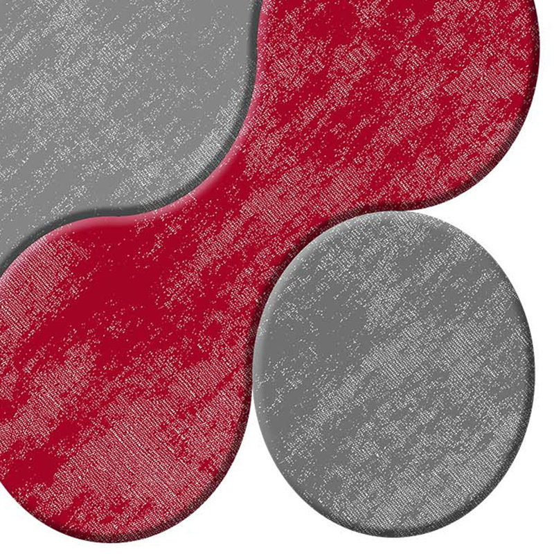 Bolanos 2 Piece Bath Rug Set, Red/Grey