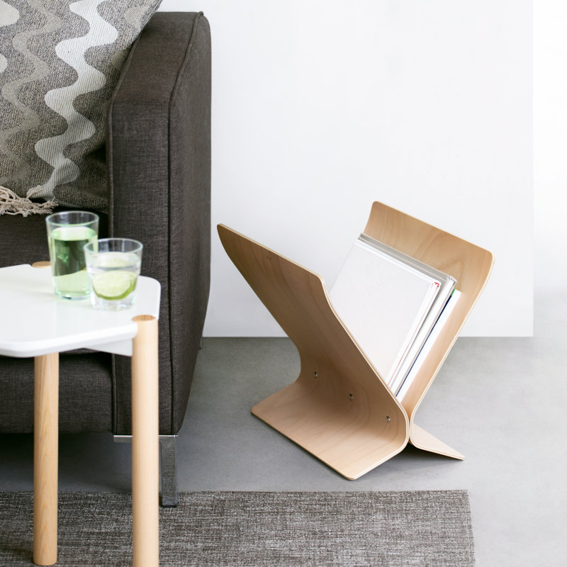 Solid Wood Free Standing Magazine Rack, Natural
