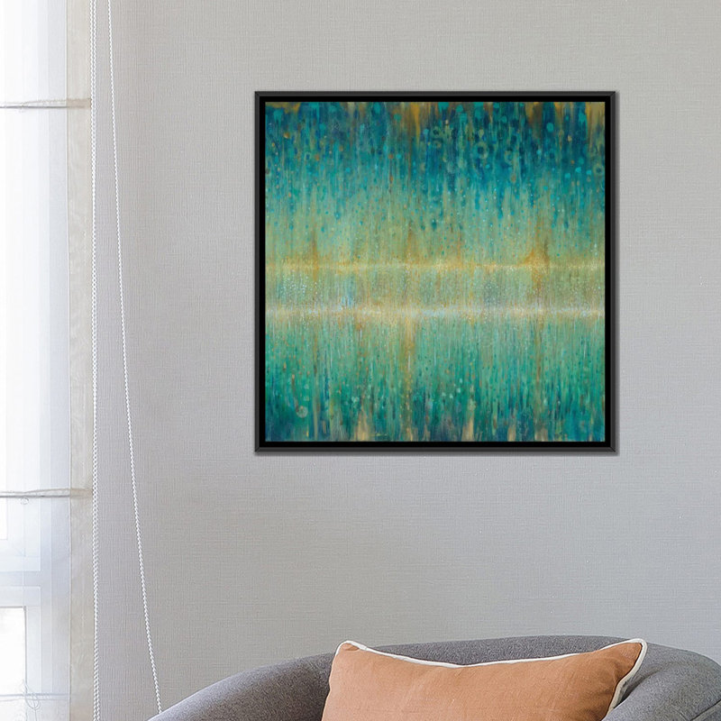 «Rain Rain Abstract I», reproduction d'art sur toile tendue, H 26 po x l 26 po x P 1,5 po, Toile avec cadre noir
