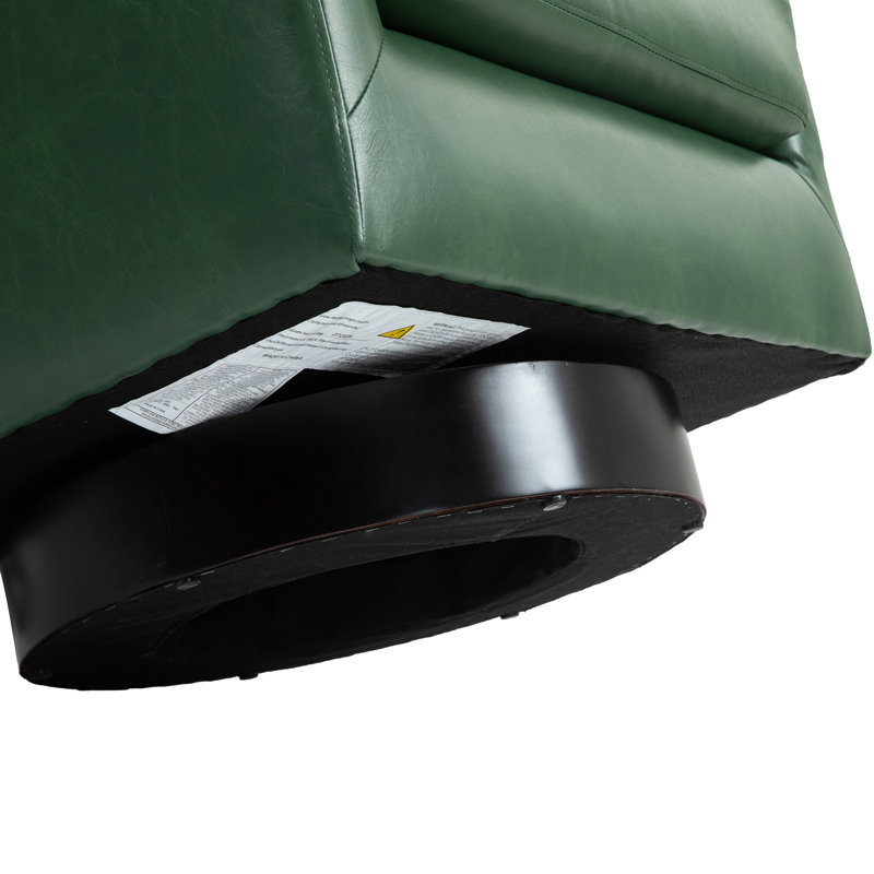 Fauteuil demi-tonneau pivotant en similicuir vert Applewold avec base en bois massif, Similicuir vert