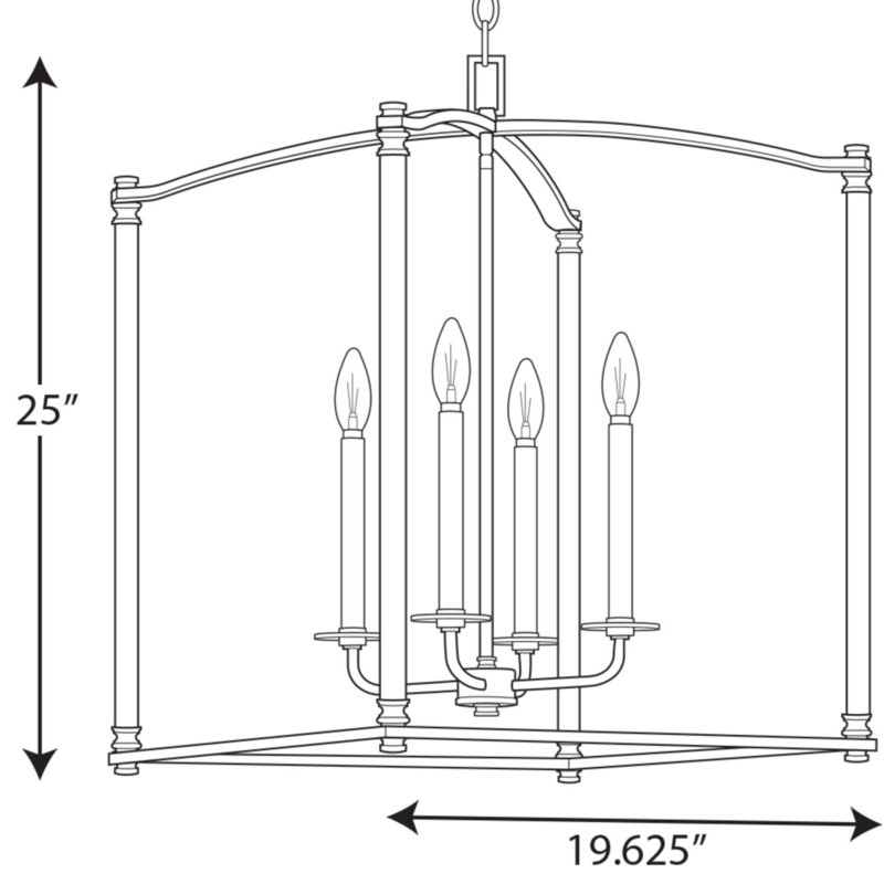 Luminaire suspendu géométrique simple à 4 lumières Nedmond, Argent