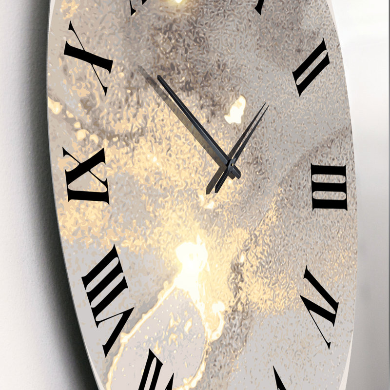 Gris et marbre liquide Art II - Glam horloge murale, Petit
