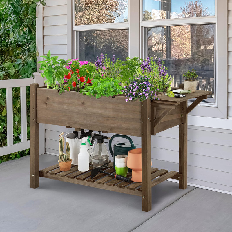 Addisynn Wood Raised Flower Bed with Trellis