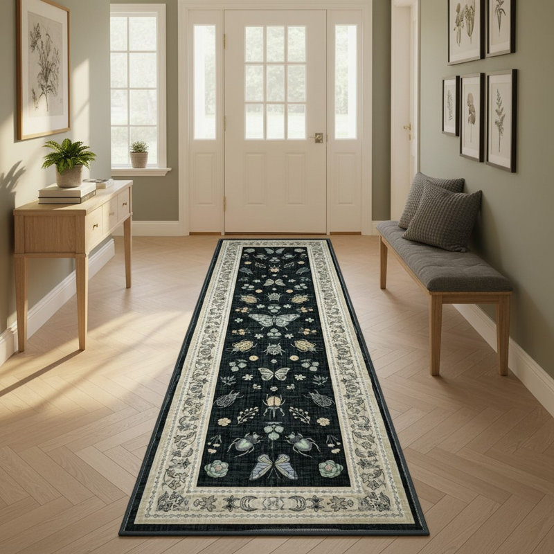 Tapis de couloir Butterfly, Noir