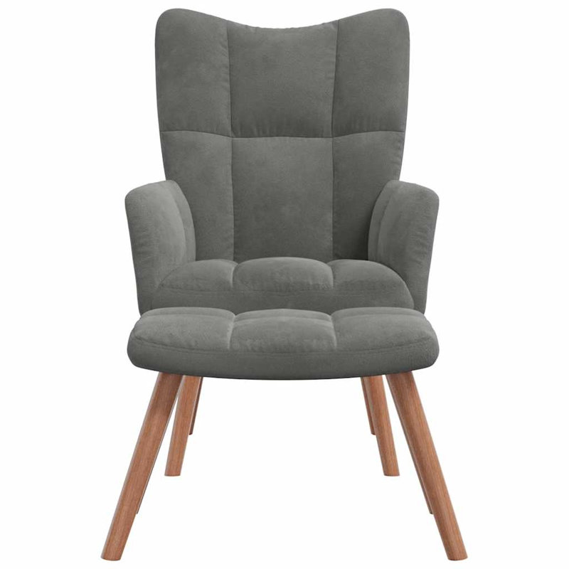 Khody Upholstered Armchair with Ottoman, Dark Gray Polyester