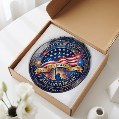 Panneau de fenêtre en verre pour décoration intérieure American Flag USA 250th Anniversary ， 7,8H