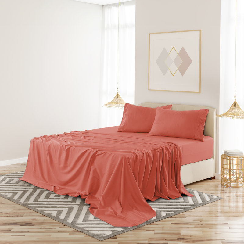 Lux Decor 4-Piece Ultra Soft Microfiber Sheet Set Deep Pocket Fitted Sheet, Wrinkle-Resistant & Easy Care Bedding, Royal Blue