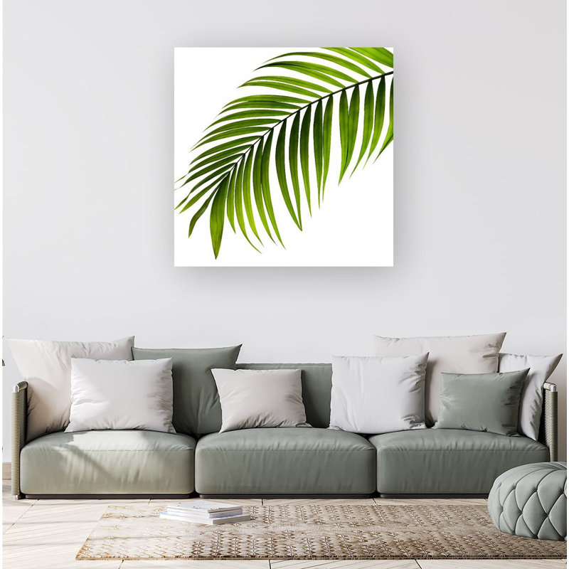 Single Palm Leaf - Wrapped Canvas Print, 16cm H x 16cm W x 3.8cm D