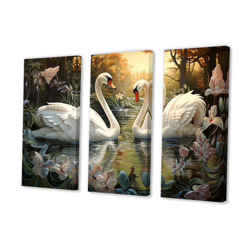 Ensemble d'art sur toile Swans, H 40 po x l 60 po