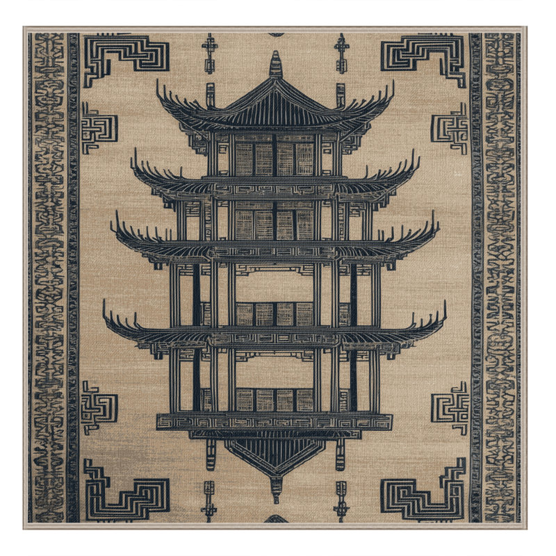 Machine Washable Art Deco Brown Area Rug, Square 3'