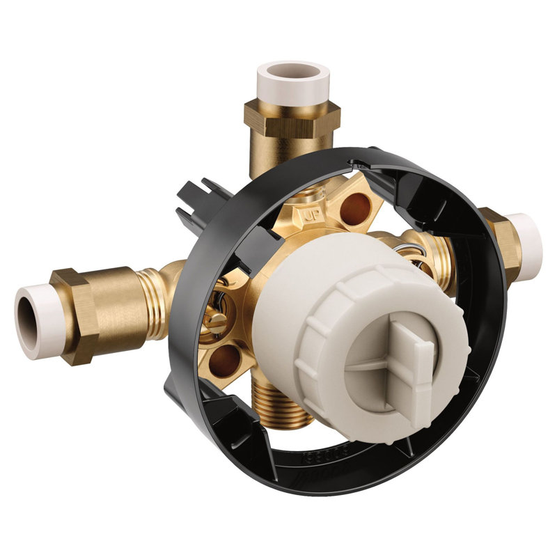 Modern Brass and CPVC 4-Port Tub and Shower Mixing Valve