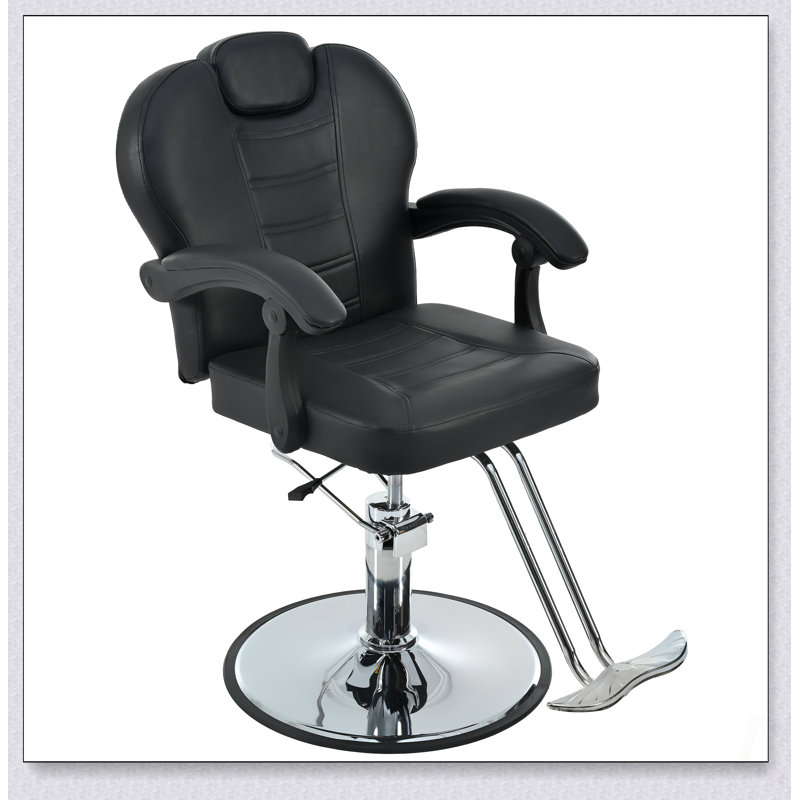 Fauteuil de coiffeur inclinable classique avec pompe hydraulique robuste, rotation à 360 ° et capacité de charge élevée pour une utilisation en salon