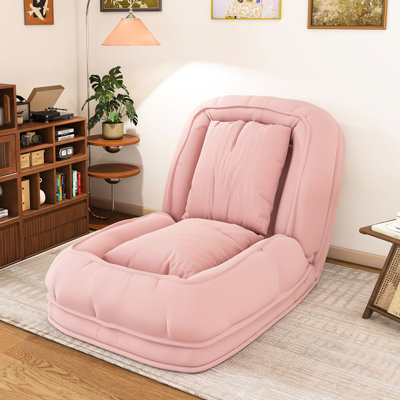 Lit réglable et ergonomique rose avec 2 coussins moelleux, idéal pour se détendre dans un coin en velours côtelé rembourré avec 5 positions, salon