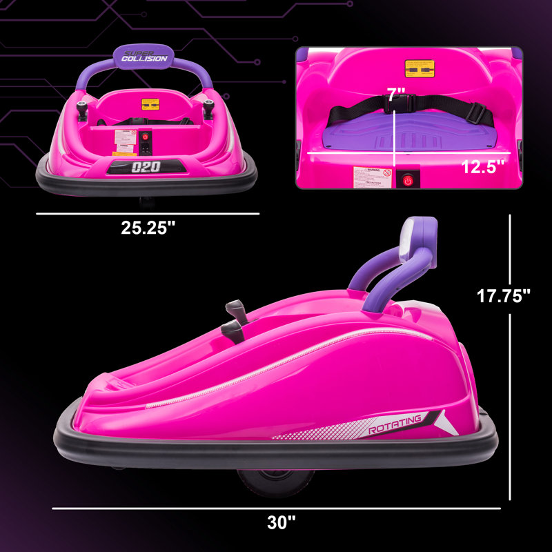 Pink 12V Electric Ride-On Bumper Car with Remote